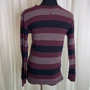 Burgundy/Black/White Striped Long Sleeve AMPLIFY Shirt, boy’s size 10/12 (M)